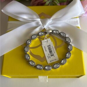 NWT Kendra Scott Cole Link Bracelet in antique silver ivory mother of Pearl
